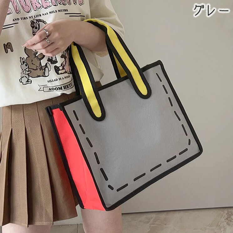ショルダーバッグ 立体視 帆布 イラストバッグ カジュアル WU1062