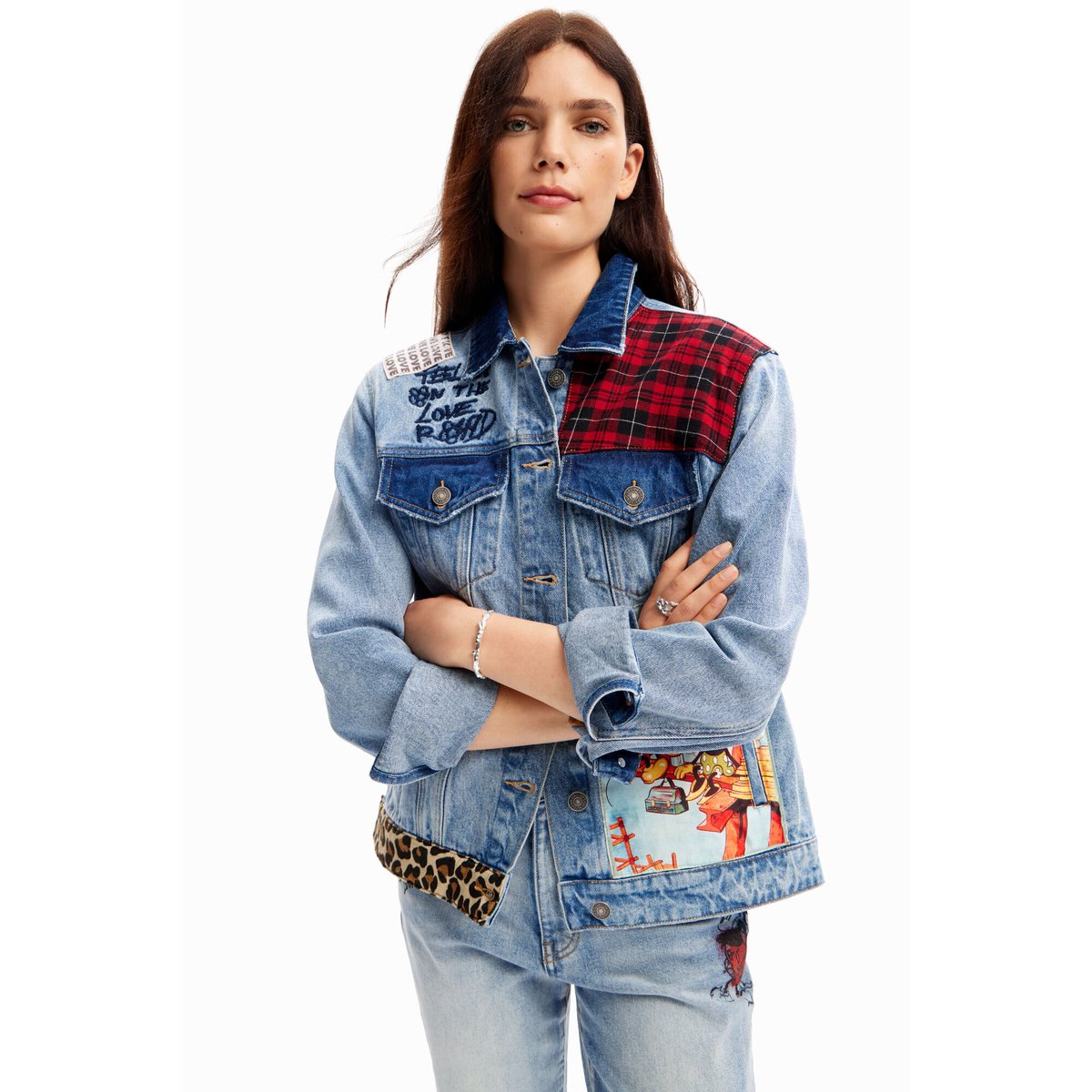 美品✨デジグアル　desigual  デニムジャケット　XL デシグアル Desigual ミッキーマウス デニムトラッカー