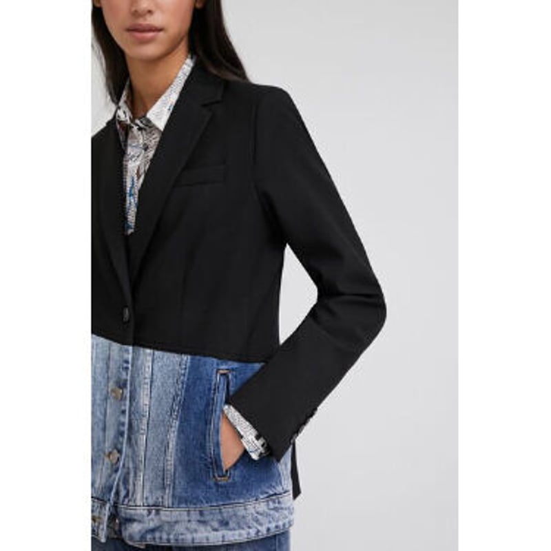 Desigual デニム切り替えテーラードジャケット 22swew54w L Desigual デニム切り替えテーラードジャケット 22swew54w L