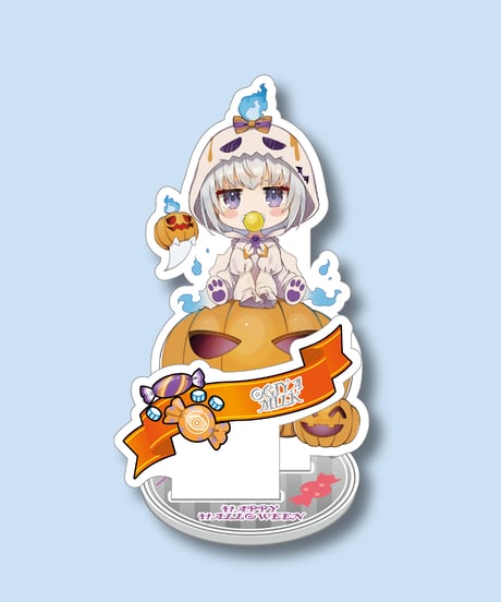 【深層組ハロウィン2023】小城夜みるくセット(アクスタ&タペ&ガラスキーホルダー)キャンディ缶&チェキ風特典付