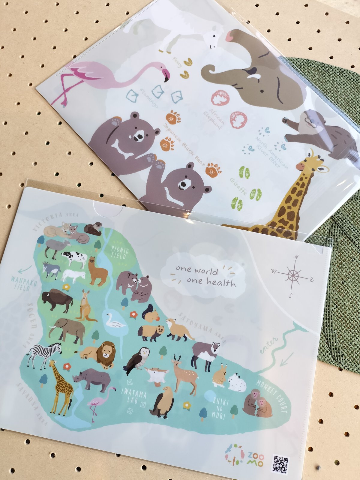 🐮🐵🐎ZOOMOオリジナルA4クリアファイル(2枚セット)🦒🐘🦁 | ZOOMO