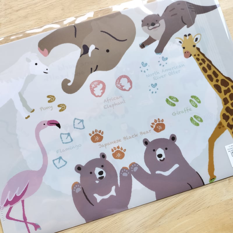 🐮🐵🐎ZOOMOオリジナルA4クリアファイル(2枚セット)🦒🐘🦁 | ZOOMO