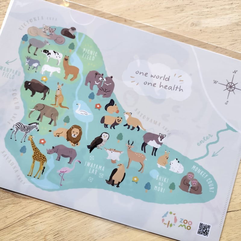 🐮🐵🐎ZOOMOオリジナルA4クリアファイル(2枚セット)🦒🐘🦁 | ZOOMO