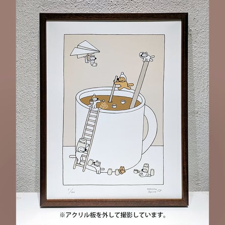 【ボナペティ】額装済ジークレー作品「ココアとミルクのようせい」