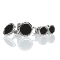 フォーマルカフス＆スタッズ セット - 八角形 ブラックオニキス