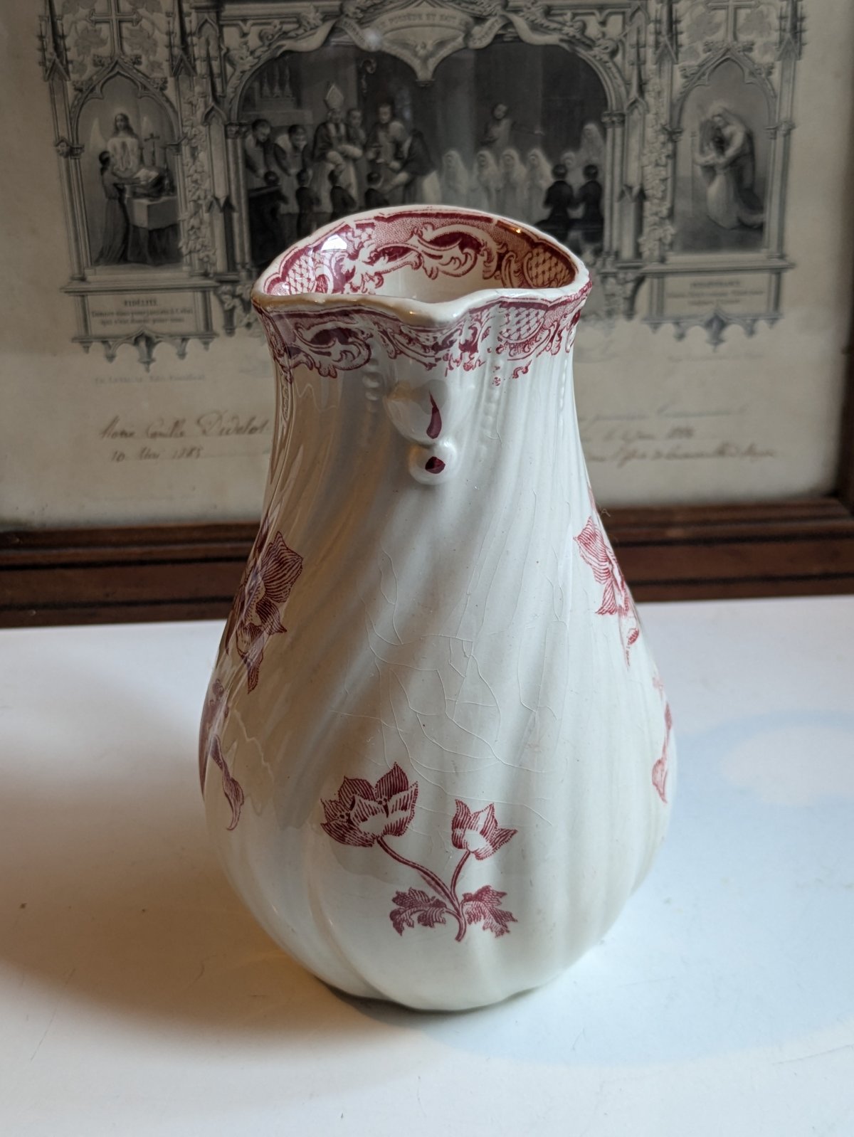 希少　美品　サルグミンヌ　fontange　ポット　フランスアンティーク フランスアンティークポットサルグミンヌFONTANGESポットピシェ