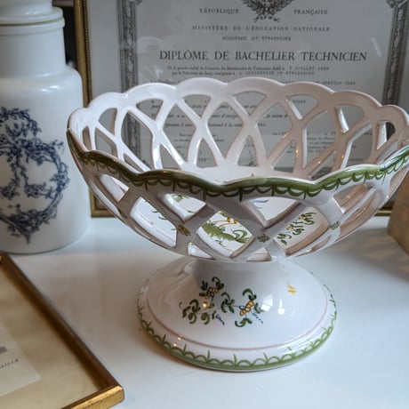 ガラスコンポティエlargeサイズAntique ケーキスタンド雪の結晶