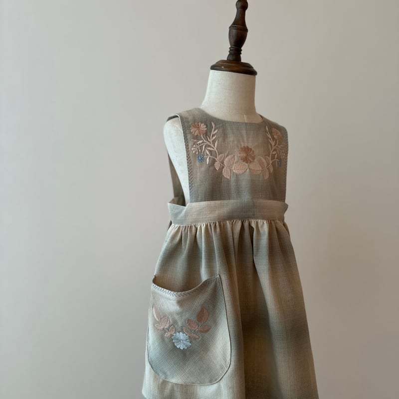 Bibi apron dress -aqua beige - | sucrlily