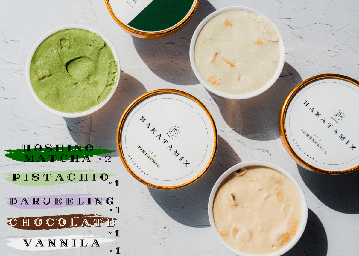 新ジャンルアイス】HAKATAMIX［星野抹茶(2)・ピスタチオ(1