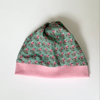 Twist beanie  pink flower  M(56~58)