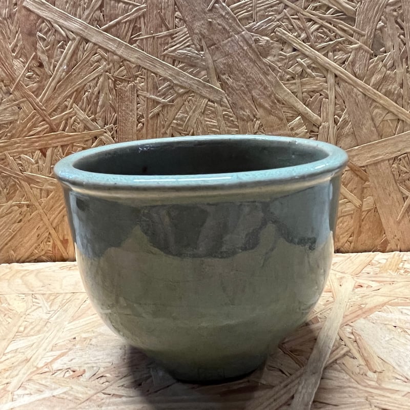 伝市鉢 コウロ型 3.5号 土灰釉 グリーン | GREEN LUCK