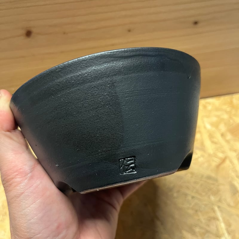 伝市鉢 中深型 5号 黒化粧艶消し | GREEN LUCK