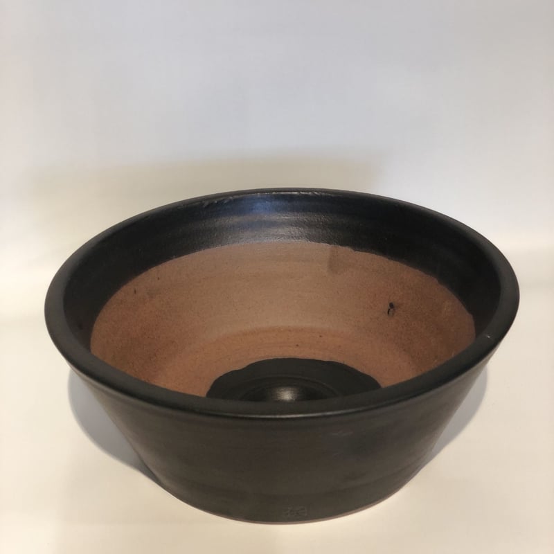 伝市鉢 中深 艶消し黒 7号 | GREEN LUCK