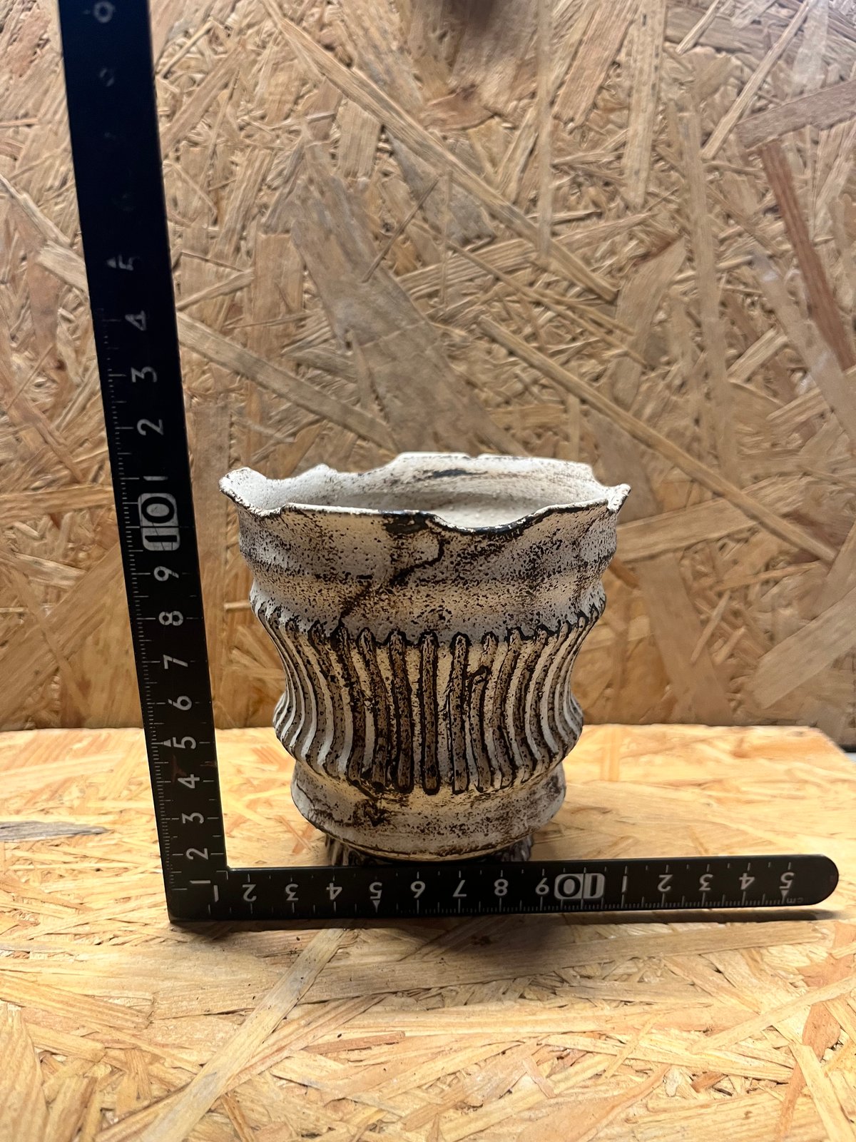 陶器の燭台　「エーゲ海　Ⅱ」 淡海陶芸研究所 植木鉢 錆白泥筒鉢 | GREEN LUCK