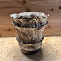 淡海陶芸研究所　錆白泥雨滴筒鉢