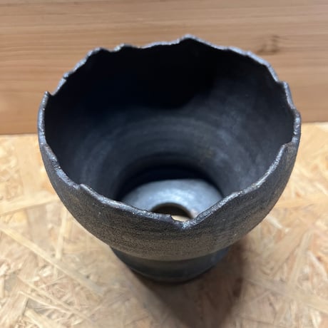 淡海陶芸研究所　植木鉢　泥彩筒鉢