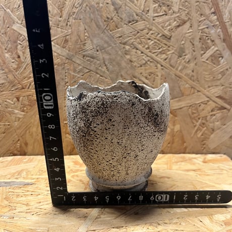 淡海陶芸研究所　植木鉢　錆白泥筒鉢