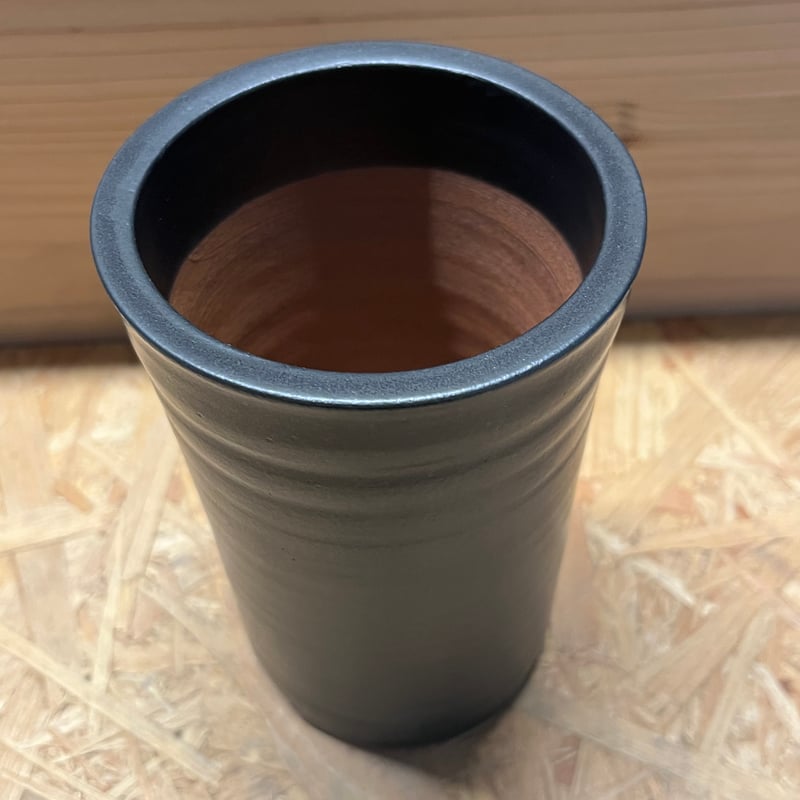 伝市鉢 筒型 3.5号 黒艶消し | GREEN LUCK