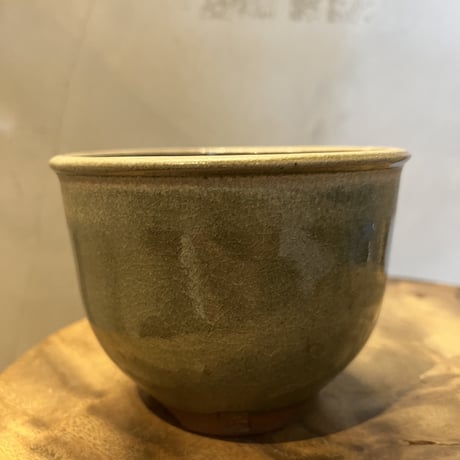 伝市鉢　コウロ型　サクラ草　3.5号　土灰釉　グリーン