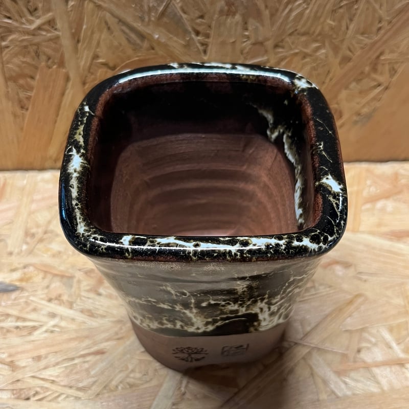 伝市鉢 大道角丸型 丹波黒流し 3号 | GREEN LUCK