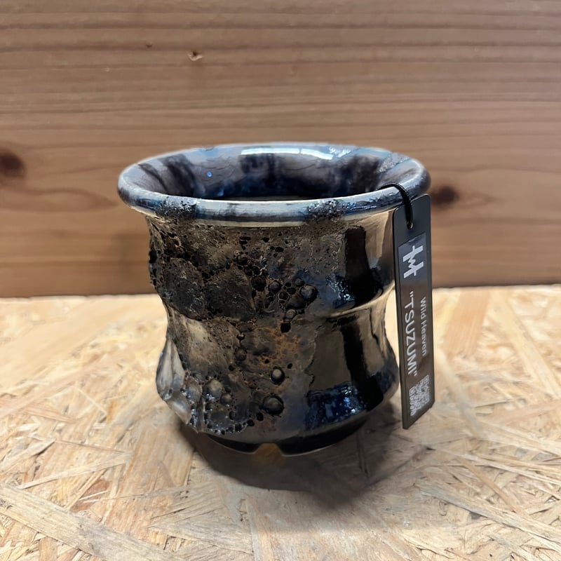 骨董品　匣鉢 加茂黒釉・五柳写し華氏絵付切高台京樂チャボ蘭鉢3,3号 - 東洋蘭