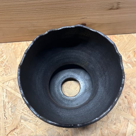 淡海陶芸研究所　植木鉢　泥彩筒鉢