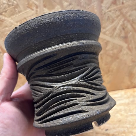 保田修作 曲線鎬鉢 GREEN LUCK