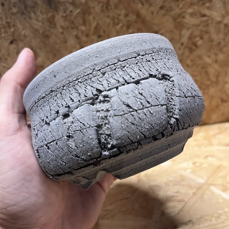 一穂窯　グレー嘯裂鉢
