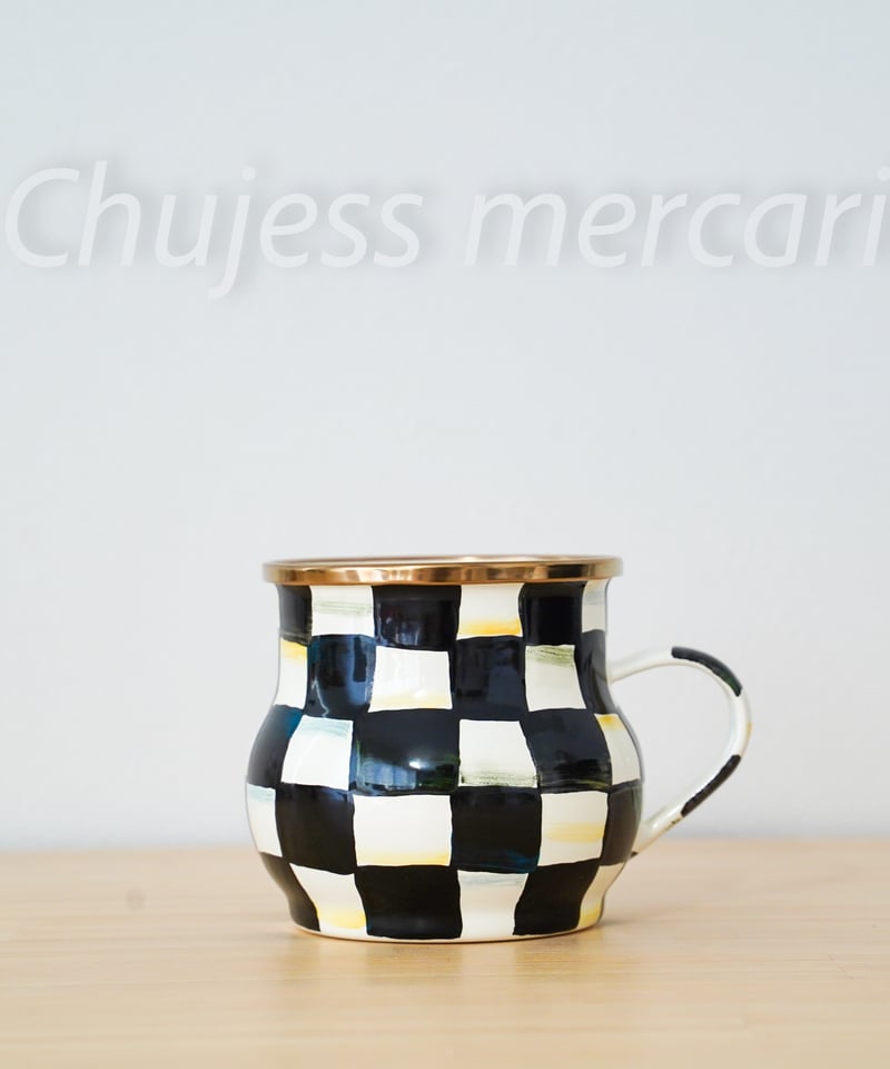 マッケンジー・チャイルズ スチール製　ロイヤルチェック　エナメルマグカップ Amazon.com: MACKENZIE-CHILDS Enamel Mug, Cute Enamelware