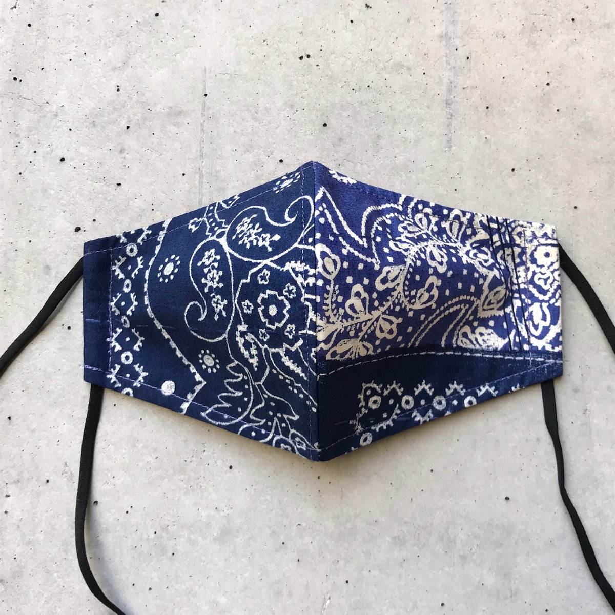 旅するマスク no.17 ペイズリー / インディゴ パッチワーク 立体 布 