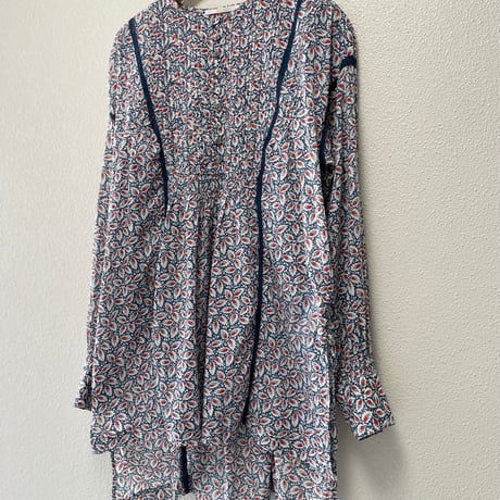 2023AW / SOULEIADO コットンナイロンプリント ピンタックチュニックブラウス