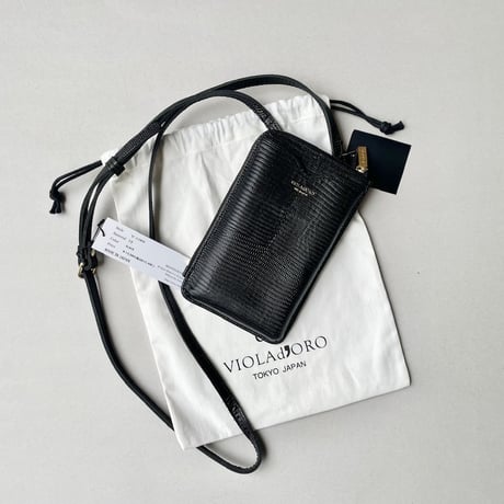 販売継続品/ タグ付き未使用品 VIOLAd'ORO ADRIA   V-1289 リザード型押しレザー スマートフォンポシェット