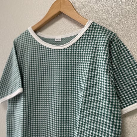 PAR ICI  ギンガムジャガード 半袖BIG Tシャツ