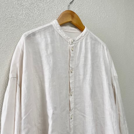 nest Robe リネンタックスリーブバンドカラーブラウス