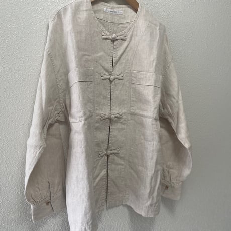 PAR ICI チャイナボタンノーカラーブラウス