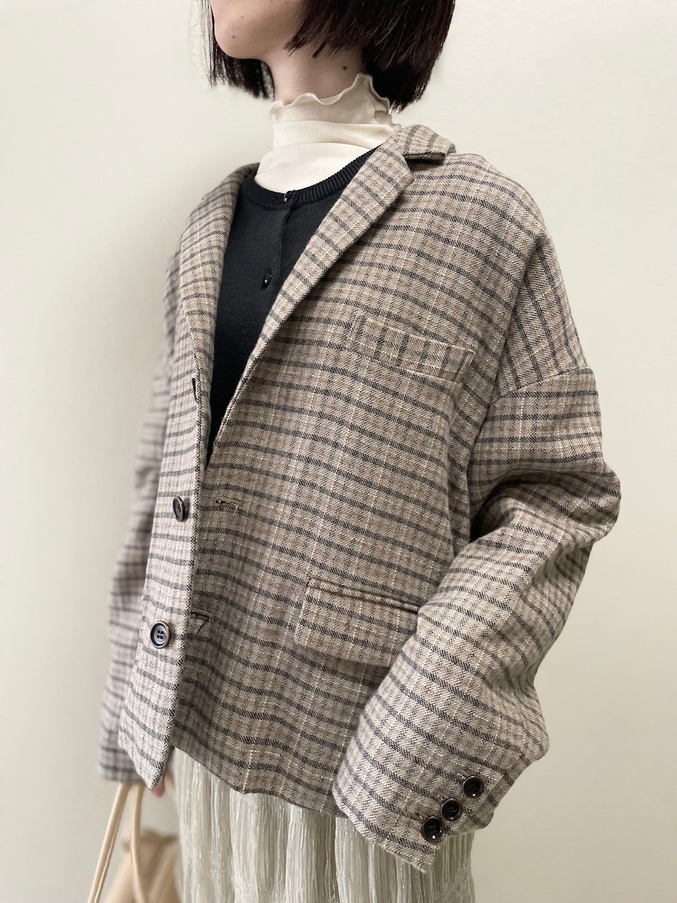 459y*美品 ネストローブ ウール混 撚り杢 チェック ジャケット. nest Robe 撚り杢チェックジャケット | Lisululu online