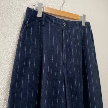 2023AW / pas de calais 先染めストライプコール コクーンワイドパンツ