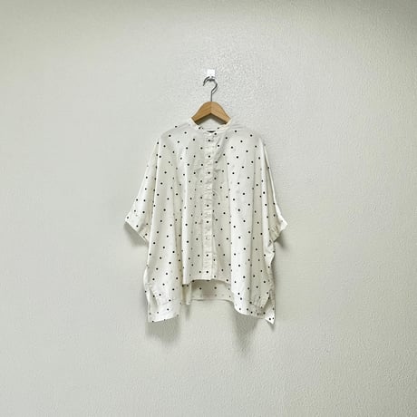 mizuiro ind ドットプリントバンドカラーワイドシャツ