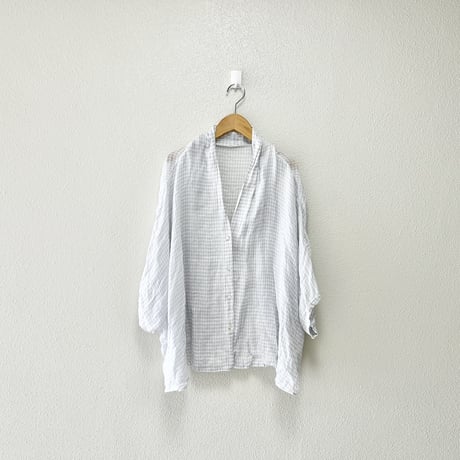 nest Robe リネンガーゼギンガムブラウス