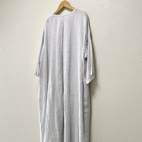 nest Robe リネンバンドカラースモックワンピース 【ブルーグレー】