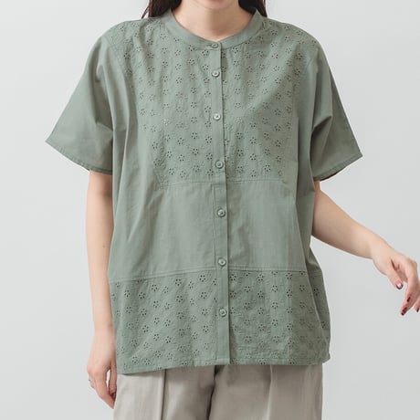 【5色展開】select 刺繍切替ブラウス