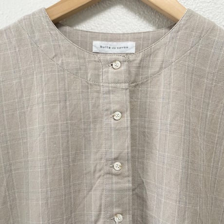 bulle de savon フレンチリネン　裾ギャザーブラウス
