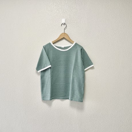 PAR ICI  ギンガムジャガード 半袖BIG Tシャツ