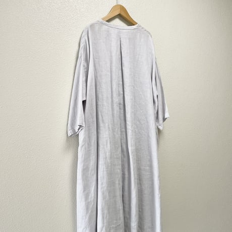 nest Robe リネンバンドカラースモックワンピース 【ブルーグレー】