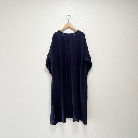 nest Robe リネンバンドカラースモックワンピース 【ネイビー】