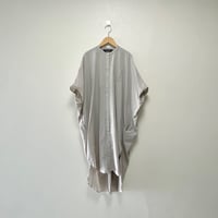 mizuiro ind バックギャザーノースリーブ ロングシャツワンピース【グレー】