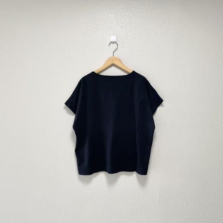 2025SS / grin オーガニックエーゲ海天竺 コーヒー刺繍ドルマンTシャツ（ブラック）
