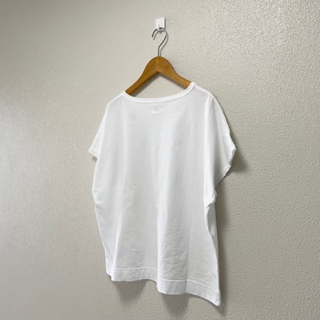 2025SS / grin オーガニックエーゲ海天竺 コーヒー刺繍ドルマンTシャツ（ホワイト）