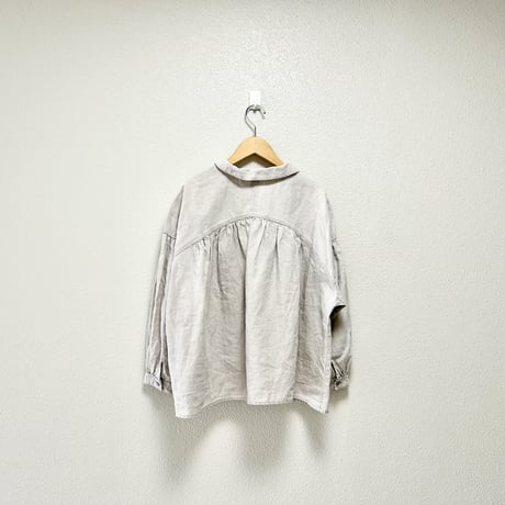 nest Robe 高密度ブラックリネンギャザーブラウス