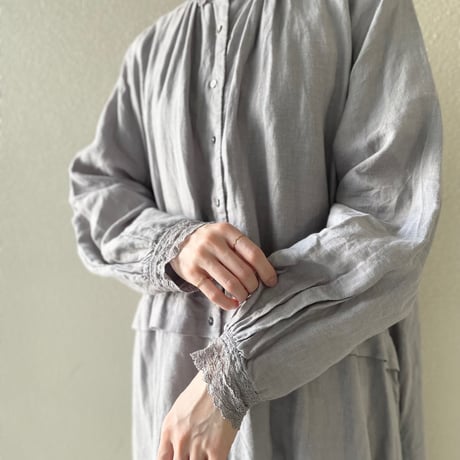 nest Robe リネンレース襟ギャザーワンピース